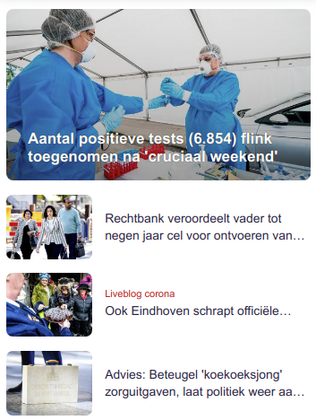 overzicht nieuws nu.nl op 12 oktober 2020